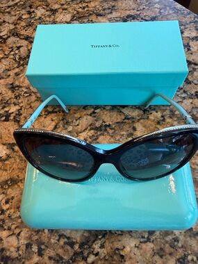 Tiffany & Co. Black Cat Eye Sunglasses with Case